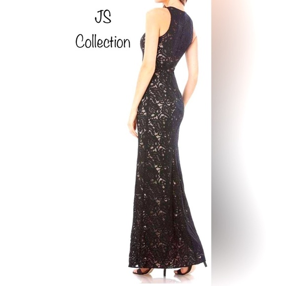 JS Collection Gown with a delicate Floral Lace overlay &Scalloped trim W4 - Picture 1 of 10
